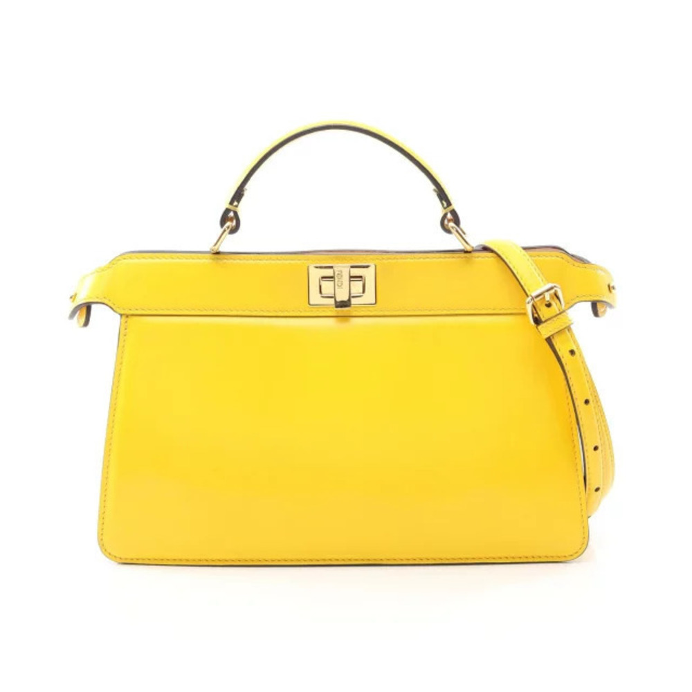 Fendi Peekaboo IU East West Handbag Leather Yellow